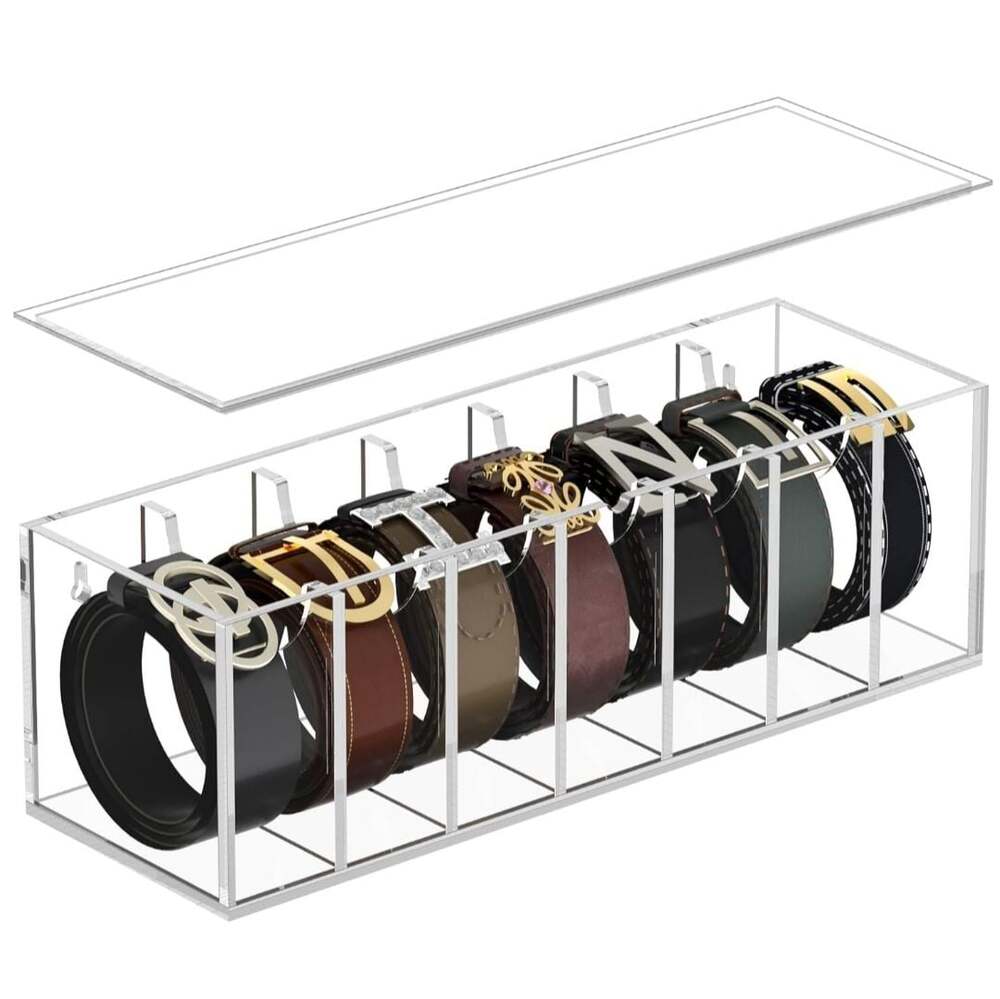 Belt Organizer for Closet,Acrylic Belt Organizer 7 Compartments,Clear,NIB